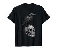 Corvo su teschio, stile gotico, vintage, incisione, arte scura Maglietta