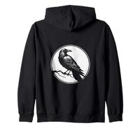 Corvo sul Ramo Nudo Prima della Luna Piena Felpa con Cappuccio