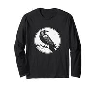 Corvo sul Ramo Nudo Prima della Luna Piena Maglia a Manica