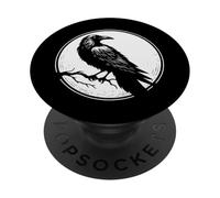 Corvo sul ramo nudo prima della luna piena PopSockets PopGrip Adesivo