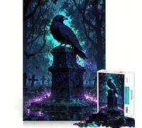 Corvo sulla lapide︰ Custode delle antiche tombe Puzzle da 1000 pezzi per adulti Gioco di esercizi mentali Relax Taglio di precisione Regalo elegante (50x75cm)