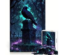 Corvo sulla lapide︰ Custode delle antiche tombe Puzzle per adulti 1000 pezzi Puzzle per la mente Passatempo rilassante Assemblaggio immagini Regalo delizioso (38x52cm)