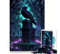 Corvo sulla lapide︰ Custode delle antiche tombe Puzzle per adulti 1000 pezzi Puzzle per la mente Passatempo rilassante Assemblaggio immagini Regalo delizioso (38x52cm)