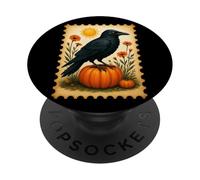 Corvo sulla zucca sotto il sole con fiori PopSockets PopGrip Adesivo