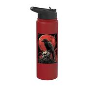 Corvo Teschio Luna Uomo Gotico Cupo Donna Corvo Nero Stainless Steel Insulated Water Bottle