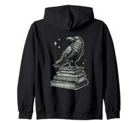 Corvo Verde Retro Lettura Libro Dark Academia Felpa con Cappuccio
