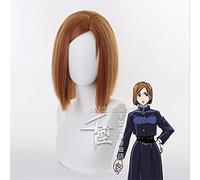 Cos Regalo 50 cm Anime Jujutsu Kaisen Cosplay Kugisaki Nobara Parrucca Giochi di Ruolo Parrucche Halloween Cosplay Polvere Breve Arancione Marrone