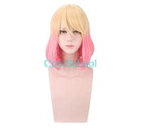 Cos School Anime Angels of Death Catherine Ward Parrucche Cosplay Giallo sfumato Rosa Micro ricci Capelli corti Ward Catherine Costumi Parrucche