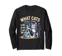 Cosa pensano Davvero i Gatti, Scienza Fisica Divertente per Gli Amanti dei Gatti Maglia a Manica