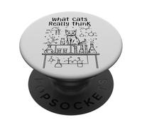 Cosa pensano davvero i gatti, scienza fisica divertente per gli amanti dei gatti PopSockets PopGrip Adesivo