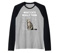 Cosa pensano Davvero i Gatti Smart Cat Science Nerd Humor Maglia con Maniche Raglan