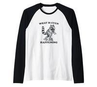 Cosa sta succedendo, divertente procione confuso pattinaggio a rotelle Maglia con Maniche Raglan