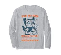 Cosa STO Facendo con Le Mie Vite Divertente Gatto Cartone Animato Maglia a Manica