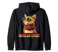 Cosa STO Facendo con Le Mie Vite (Funny Cat Graphic) Felpa con Cappuccio