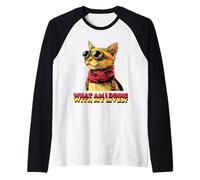 Cosa STO Facendo con Le Mie Vite (Funny Cat Graphic) Maglia con Maniche Raglan