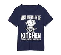 Cosa Succede in Cucina SOGGIORNA nella T Shirt Maglietta, Donna Plus-Size, Navy, 4X