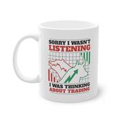 Cosa Thinking About Trading Mercato Azionario Trader Coppa di Caffè | Azioni Trader Borsa Tazza Bianco (11216B)