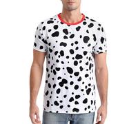 COSAVOROCK Maglietta con Stampa Dalmata 3D Animale Camicia da Uomo con Maniche Corte, Nero/Bianco, XL