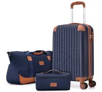 Cosbarn Set di valigie da viaggio, 3 pezzi, 50,8 cm, 55,8 x 35,6 x 22,9 cm, approvate dalla compagnia aerea, con ruote e serratura TSA, in ABS, leggera, rigida, con borsa da viaggio, per uomini e