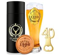 COSBERY 1986 40° compleanno regali per gli uomini, decorazione personalizzata per il 40° compleanno, regalo di birra per uomo, bicchiere da birra 1986, 580 ml, 40 apribottiglie, sottobicchiere in