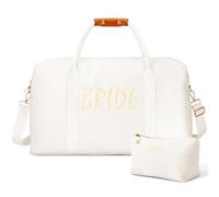 Cosblank Borsone da donna per il weekender, borsa per il trucco, borsa da viaggio per matrimoni, borsone da viaggio, borsa per la notte, colore bianco