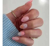 Cosblisvia 24 pezzi Unghie finte rosa da applicare a mandorla Per principianti, viaggiatori, donne, Per matrimoni, vacanze, uso quotidiano unghie finte corte