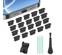 Cosblisvia 27-STK Silikon-Staubschutzkappen, USB C Dust Plug Charger Cover Protector per Studenti, Giocatori, fotografi per Viaggi, Ufficio e casa (Nero)