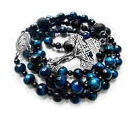 Cosblisvia Collana a Croce Uomo Collana Croce Uomo Collana Rosario con Perle da 8 mm E 10 mm per Uomo Donna Giovani per Preghiera Quotidiana Viaggio Chiesa Comunione