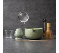 Cosblisvia Matcha, Set di 7 ciotole per matcha e ciotola per matcha con beccuccio per principianti, avanzati, amanti del tè in ufficio, casa, casa da tè (verde marmorizzato)