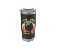 Cosce spesse Thankful Vibes Divertente Ringraziamento Turchia Bicchiere termico in acciaio inox doppia parete