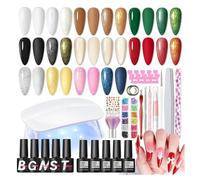 COSCELIA 33pcs Kit Unghie Gel Completo, 10 Colori Kit Semipermanente Unghie con Lampada per UV/LED Bianco Rosa, 5Pcs Base Coat &Top Coat Adesivi Nail Art Strumenti Manicure Regali per Donne