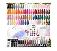 COSCELIA 52pcs Kit Semipermanente Unghie con Lampada, 20 Colori Smalto Unghie e 3 Colori Extensione Gel Kit Ricostruzione Unghie, 5pcs Base Top Coat Manicure Set Regali per Donne Bianco Rosa