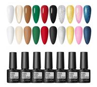 COSCELIA Kit Semipermanente Unghie,10 Couleurs Vernis Semi Permanent Set Soak Off UV/LED Vernis à Ongles Rouge fonc, Vert, Or, Argent brillant,pour Nail Art Manucure,7ML