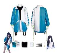 CosDogs Anime Colorato Stage An Shiraishi Costume Cosplay con Parrucca per Donne Uomini Vestirsi Giacca Blu Pantaloncini Bianchi Accessori Completi Halloween Carnevale Festa Gioco di Ruolo Abiti
