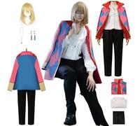 CosDogs Anime Il Castello Errante di Howl Costume Cosplay di Howl con Parrucca, Maglietta, Cappotto, Accessori Uomo Donna Adulti Bambini Vestito Halloween Carnevale Gioco di Ruolo Tuta Kimono
