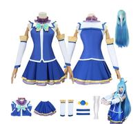 CosDogs Anime KonoSuba La benedizione di Dio su questo meraviglioso mondo Aqua Costume Cosplay con parrucca Abito blu Accessori Donna Uomo Bambini Vestito Halloween Carnevale Tuta Kimono
