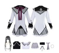 CosDogs Anime Puella Magi Madoka Magica Akemi Homura Cosplay Costume con parrucca Gonna bianca e grigia Accessori Donna Uomo Bambino Vestito Carnevale Halloween Kimono Suit