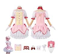 CosDogs Anime Puella Magi Madoka Magica Kaname Madoka Cosplay Costume con parrucca Vestito rosa Accessori Donna Uomo Bambino Vestito Carnevale Halloween Vestito Kimono Completo