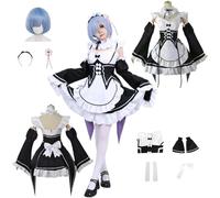 CosDogs Anime Re:Life in A Different World from Zero Rem Ram Cosplay Costume con parrucca Copricapo Accessori Donna Uomo Bambino Vestito Carnevale Halloween Vestito da Cameriera Kimono