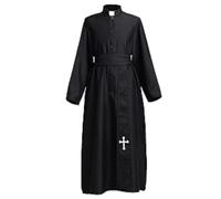 COSDREAMER Abito talare da sacerdote Costume da ministro Abito da clero (Nero, M)