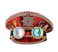 COSDREAMER Cappello da donna Burning Man con paillettes Festival Militare Capitano Cappelli con occhiali (rosso)