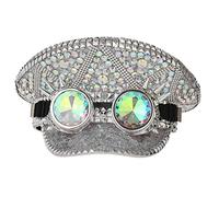 COSDREAMER Cappello da Donna Burning Man Paillettes Festival Militare Capitano Cappelli con Occhiali (Argento colorato)