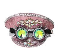 COSDREAMER Cappello da donna Burning Man paillettes Festival Militare Capitano Cappelli con occhiali