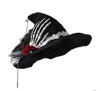 COSDREAMER Cappello da donna in lana con cappello da streghe per Halloween e festa di Natale (nero rosso)