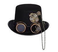 COSDREAMER Cappello Unisex Steampunk Top Cappelli Gotico Ingranaggi Catena Velo Bowknot Cappello (60cm, Nero) (Nero, L)