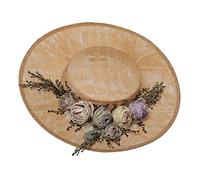 COSDREAMER Cappello Vittoriano da Donna e Ragazza, Cappello Piatto Vintage con Fiori (Beige)