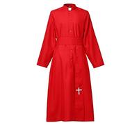 COSDREAMER Clergy Tuffa Preacher Cassock Mens Lode Worship Robe, Rosso, XL