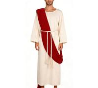 COSDREAMER Costume di Halloween per adulti, costume da Gesù Cristiano Saint Robe biblica sciarpa religiosa sciarpa vita corda Fancy Dress Set (IT/NL/SE/PL, alfanumerico, M, regolare, bianco) (bianco,