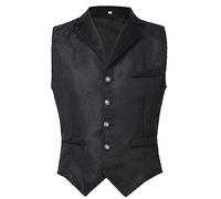 COSDREAMER Gilet da uomo vittoriano medievale a righe gilet gotico Steampunk, Nero, L