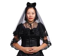 COSDREAMER Velo in pizzo nero Mantiglia Cattedrale Tulle Wedding Bride Velo con pettine